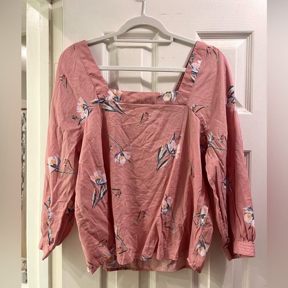 Dusty Pink Square Neck Blouse, Size L